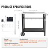 Outdoor Grill Dining Cart with Double-Shelf, BBQ Movable Food Prep Table, Multifunctional Stainless Steel Table Top