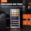 33-Bottle Wine Cooler, Dual Zone & Dual Temperature Wine Fridge, Freestanding Refrigerator with Circulating Air-cooling and Digital Control