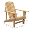 Modern Adirondack Chair Natural Wood with Cupholder for Patio Garden Supports 330 lbs