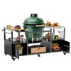 Outdoor Grill Table for Big Green Egg Style BBQ, Metal Grill Cart with Storage Box, Compatible with up to Large Green Egg, Kamado Joe Jr