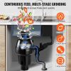 Garbage Disposal, 3/4 HP 3260RPM Continuous Feed Food Waste Disposer, 3-Bolt Mount Food Waste Grinding System with Sound Reduction
