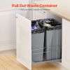 Pull-Out Trash Can, 50 QT x2 Double Under Mount Kitchen Waste Container, Heavy Duty Garbage Recycling Bin with Door Kit and Soft Close Slide