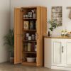 63" 2-Door Kitchen Pantry, Freestanding Cabinet with 2 Adjustable Shelves for Dining Room, Cinnamon Teak Wood Grain