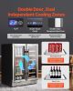 Wine and Beverage Refrigerator, 24 in Dual Zone Wine Cooler, Built-in & Freestanding Fridge with Glass Doors, Adjustable Shelves