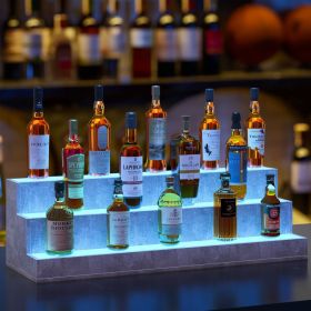 LED Lighted Liquor Bottle Display Shelf, 37 Inch Bar Display Shelf, DIY Illuminated Bottle Shelf with App & Remote Control (Color: as Pic)